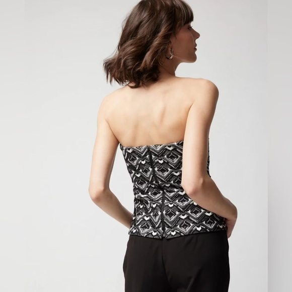 WHBM White House Black Market Black & White Graphic Print Bustier Size 6 - Picture 2 of 6